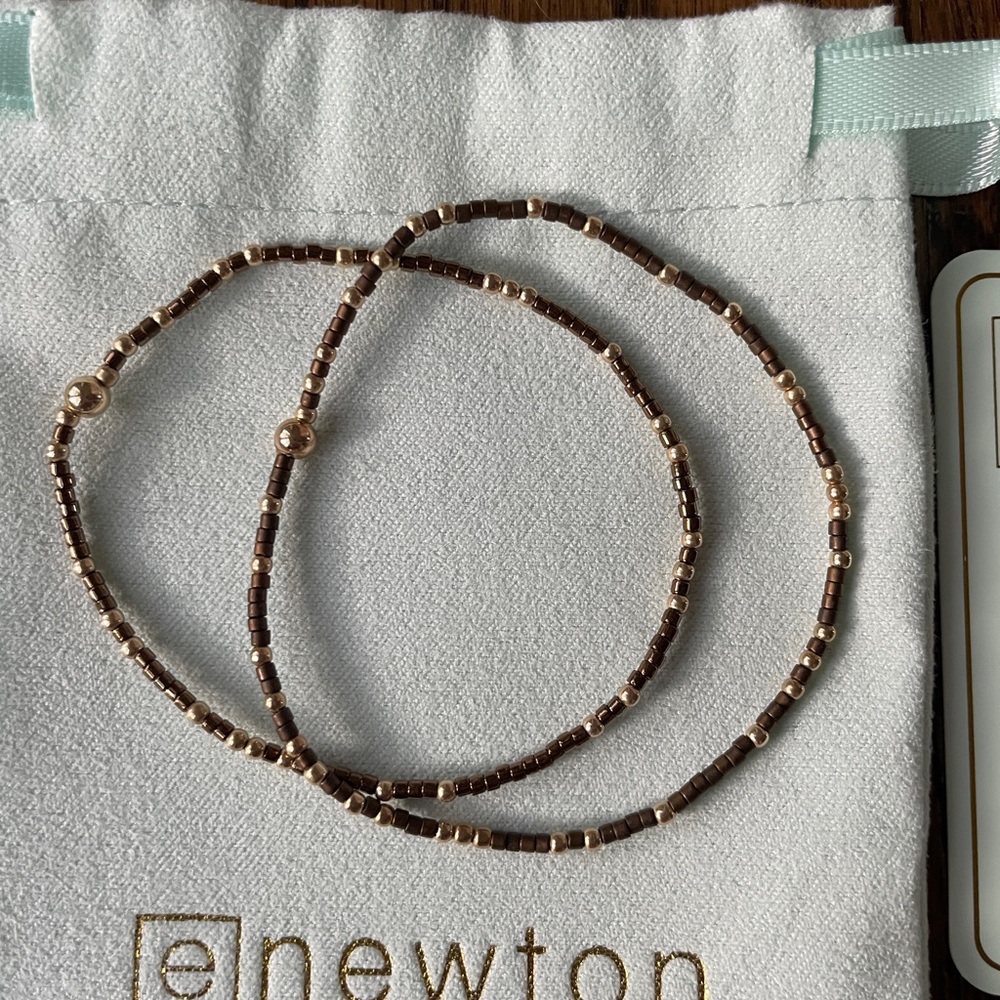 ENewton gently used gold & brown bracelets!  Worry free wear-swim, sweat in them - Picture 3 of 5